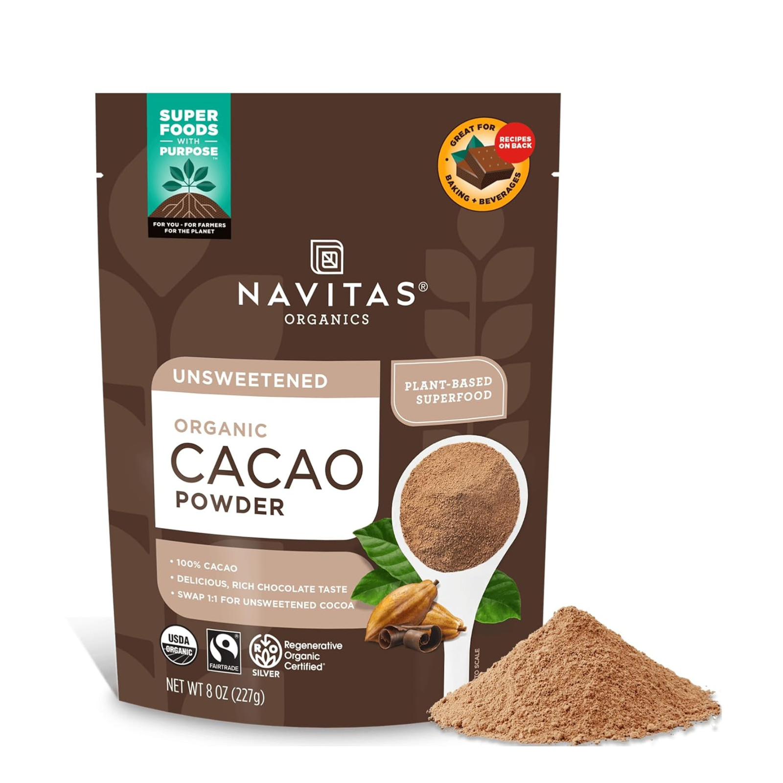 Navitas Organics Unsweetened Organic Cocoa Powder – 227g