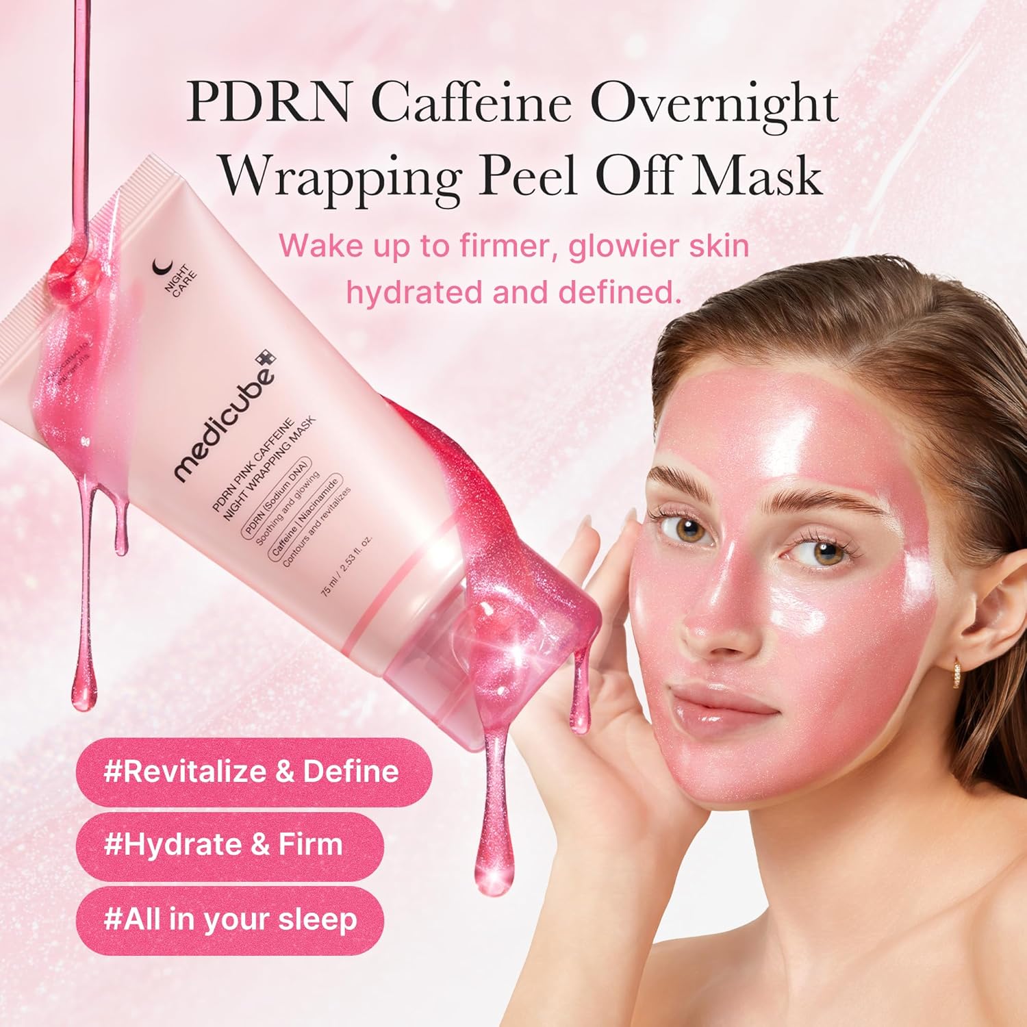 Medicube Pink Night Mask with Caffeine and PDRN for Skin Care - 75ml