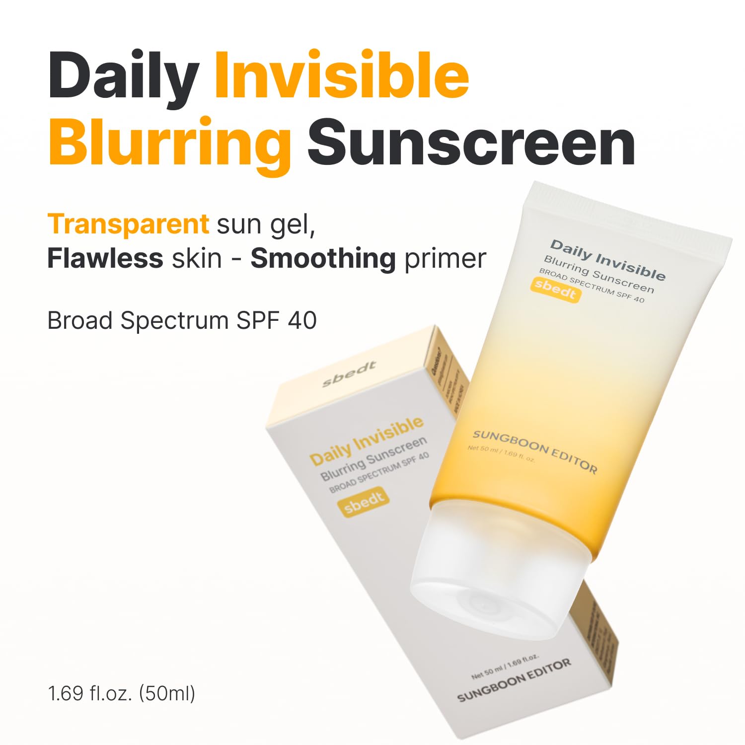 SUNGBOON EDITOR Daily Invisible Blurring Sunscreen Broad Spectrum SPF 40 – 50ml