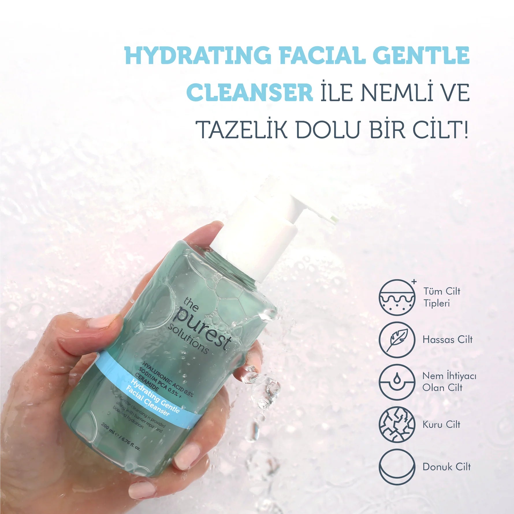 Hyaluronic Acid Facial Cleansing Gel to Hydrate and Repair the Barrier of Dry and Combination Skin