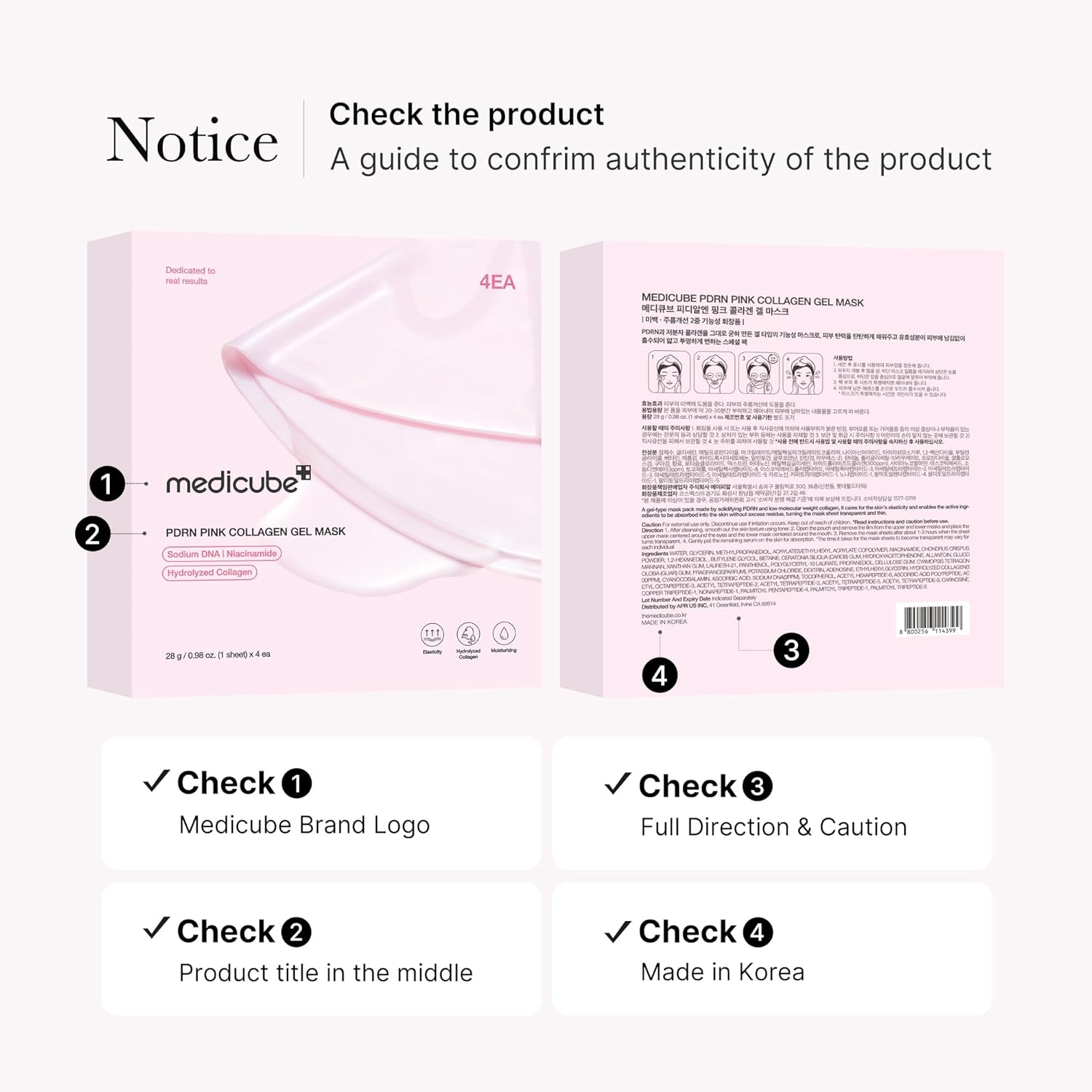Medicube PDRN Pink Collagen Gel Mask – 4 Pieces