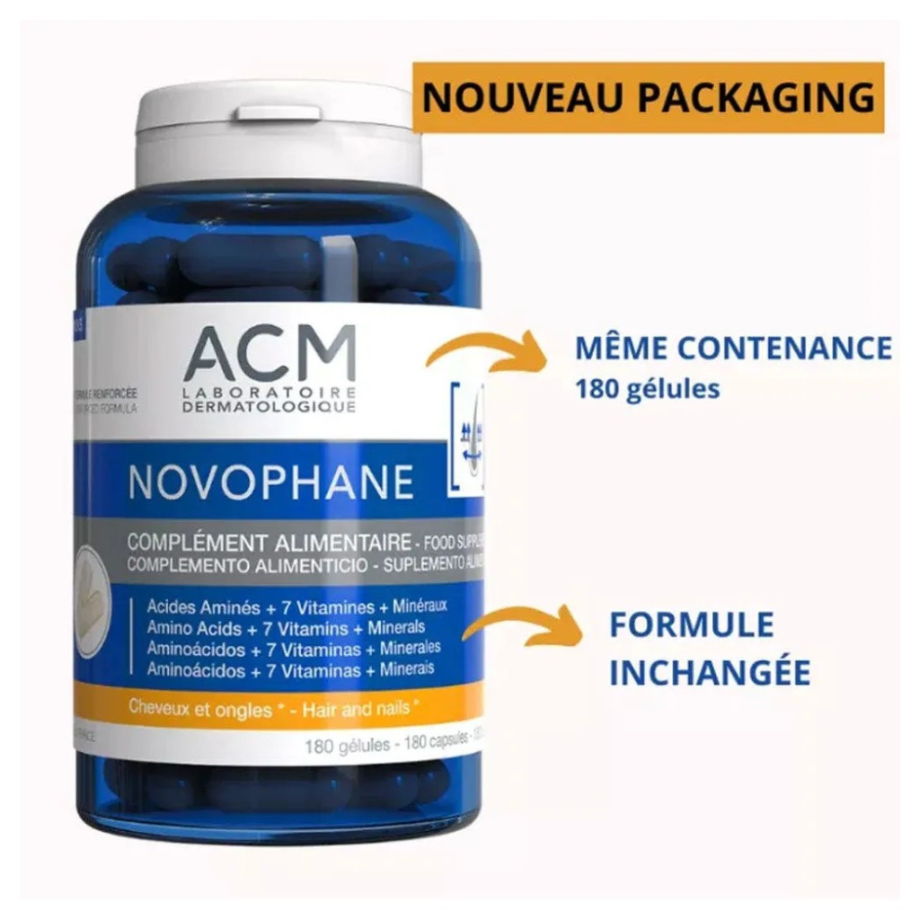 ACM Novofan Capsules - 180 Capsules, a dietary supplement for strengthening hair and nails