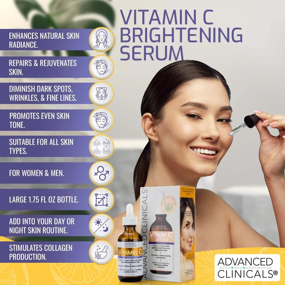 Advanced Clinicals Vitamin C Brightening Anti-Aging Serum - 52ml