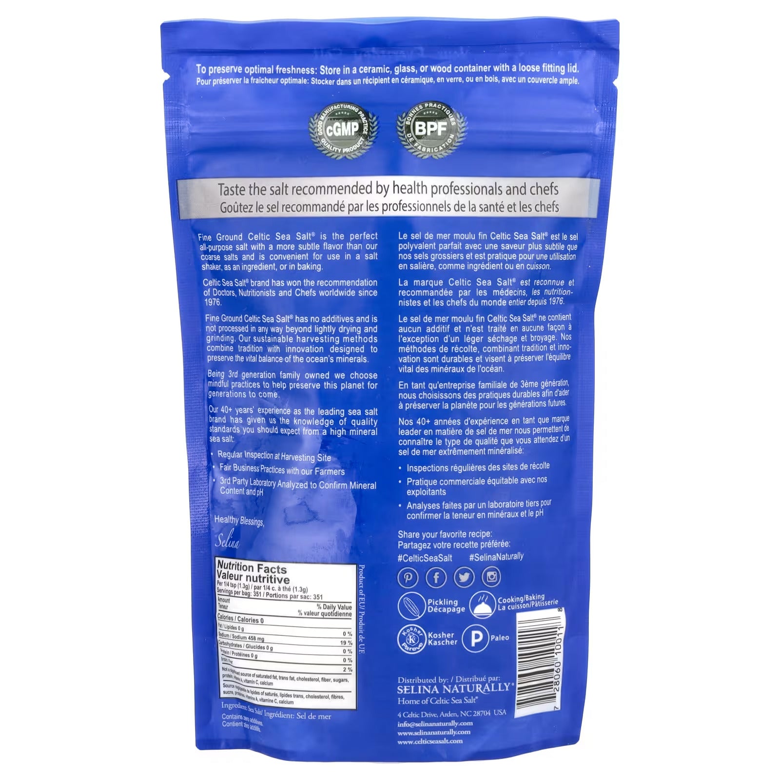 Selena Naturally Fine Celtic Sea Salt - 454g