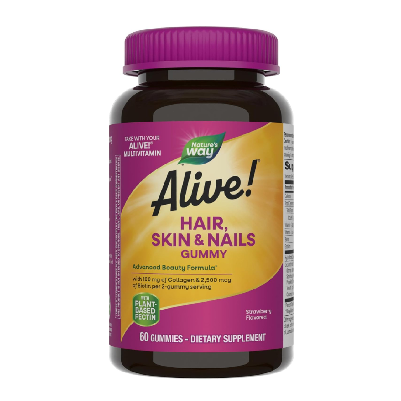 Nature's Way Alive Strawberry Flavored Hair, Skin & Nails Supplement - 60 Tablets