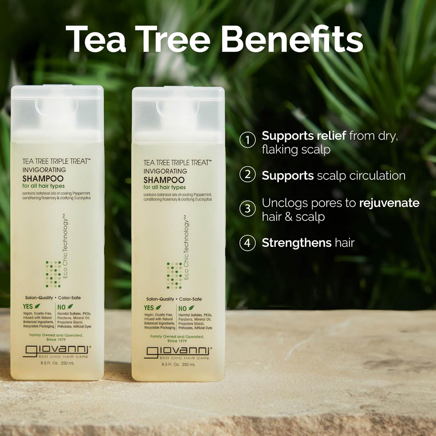Giovanni Tea Tree Triple Treat Revitalizing Shampoo for All Hair Types - 250ml