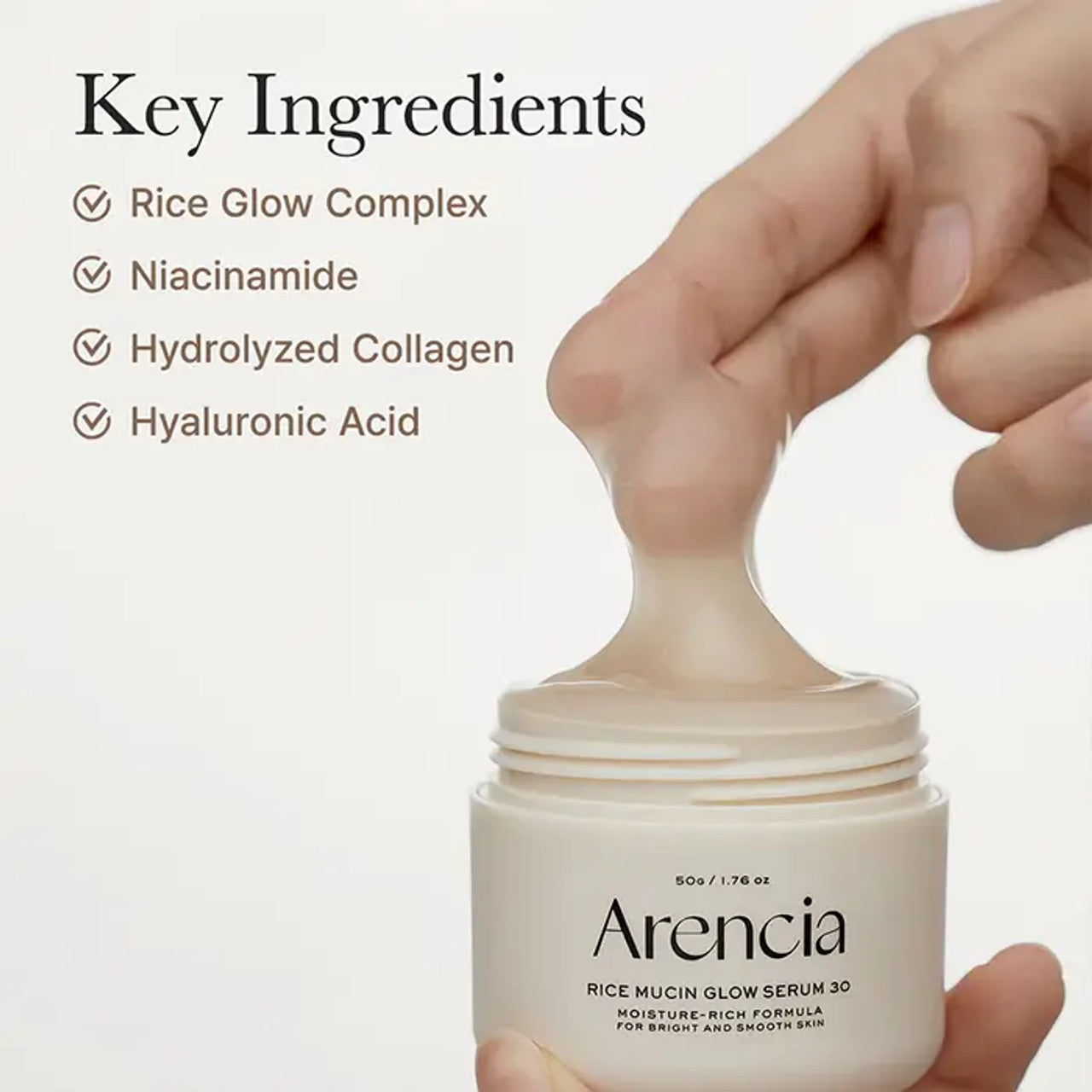 Arincia Glow Serum with Rice Extract for Glassy Skin Radiance - 50g