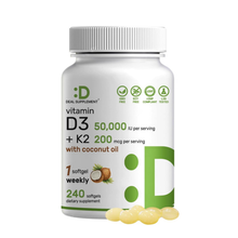 Deal Supplement Vitamin D3 + K2 with Coconut Oil 50,000 IU – 240 Softgels