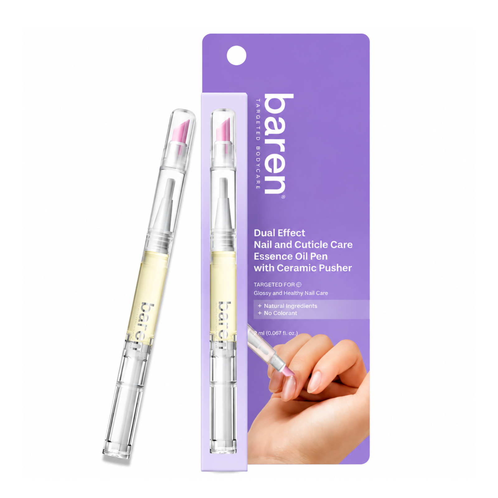 baren Dual Effect Nail & Cuticle Care Essence Oil Pen with Ceramic Pusher – 2ml