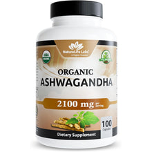 NaturaLife Labs Organic Ashwagandha 2100mg per Serving – 100 capsules