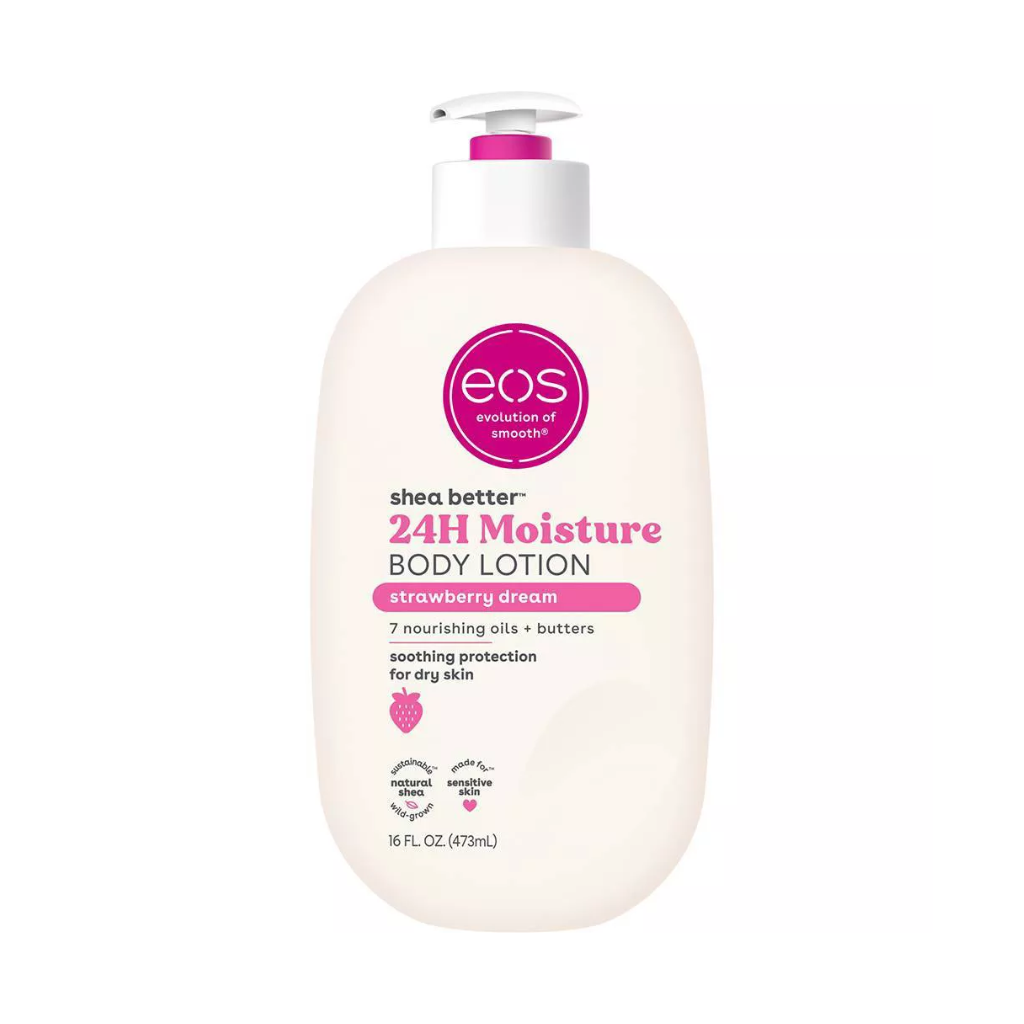 لوشن الجسم شيا بيتر ترطيب 24 ساعة بنكهة بينك شامبين من إي أو إس – 473مل