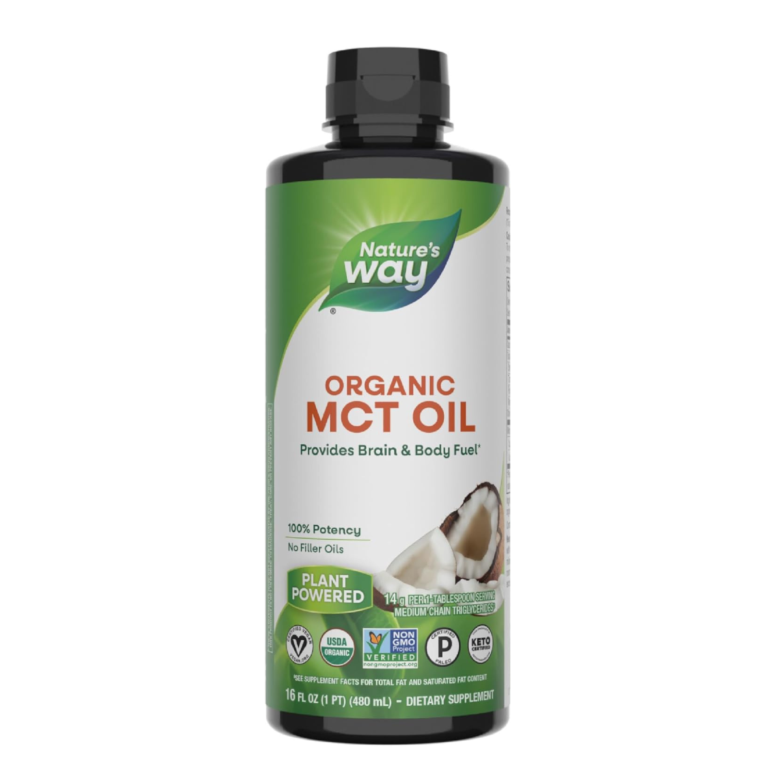 Organic MCT Oil Dietary Supplement for Energy Support from Nature's Way – 480ml