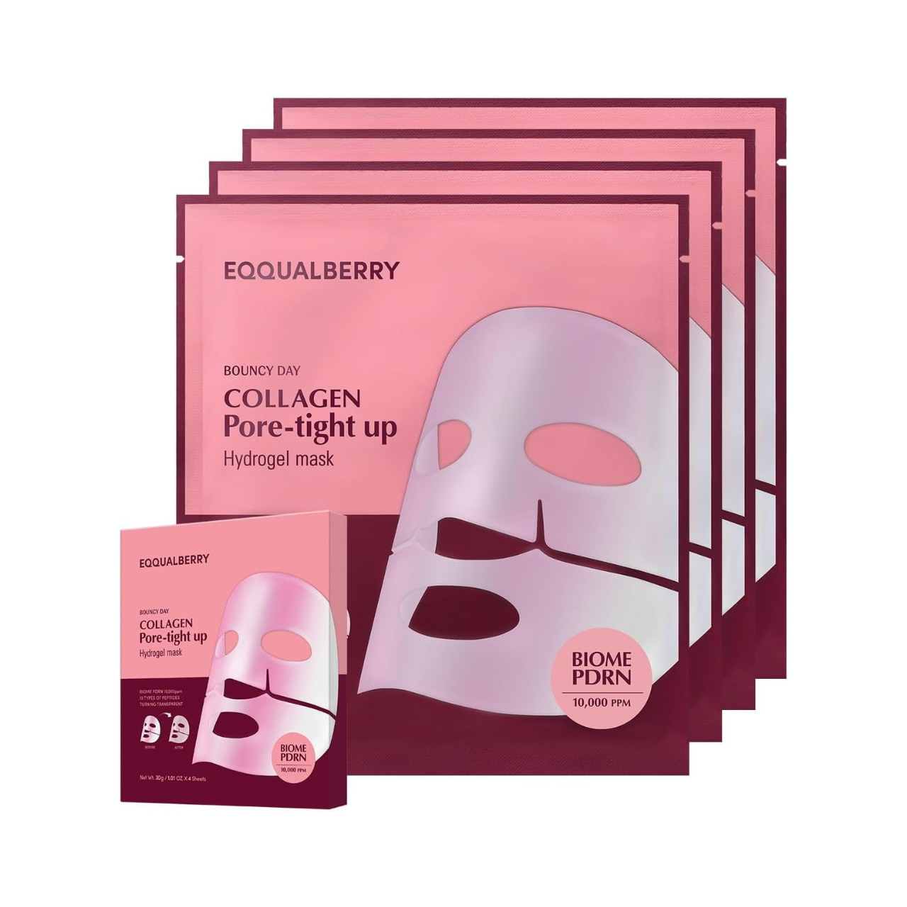 EcoBerry Collagen Hydrogel Pore Tightening Mask – 4 Pieces