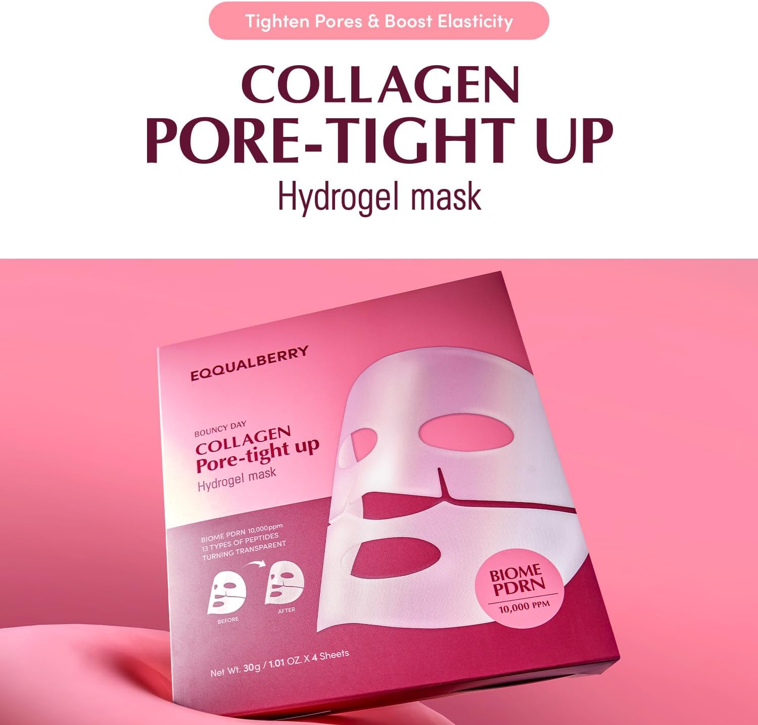 EcoBerry Collagen Hydrogel Pore Tightening Mask – 4 Pieces
