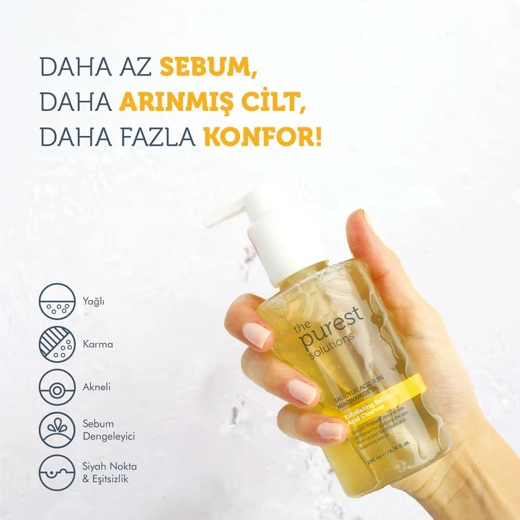 Cleansing and exfoliating gel with salicylic acid and niacinamide for oily and combination skin