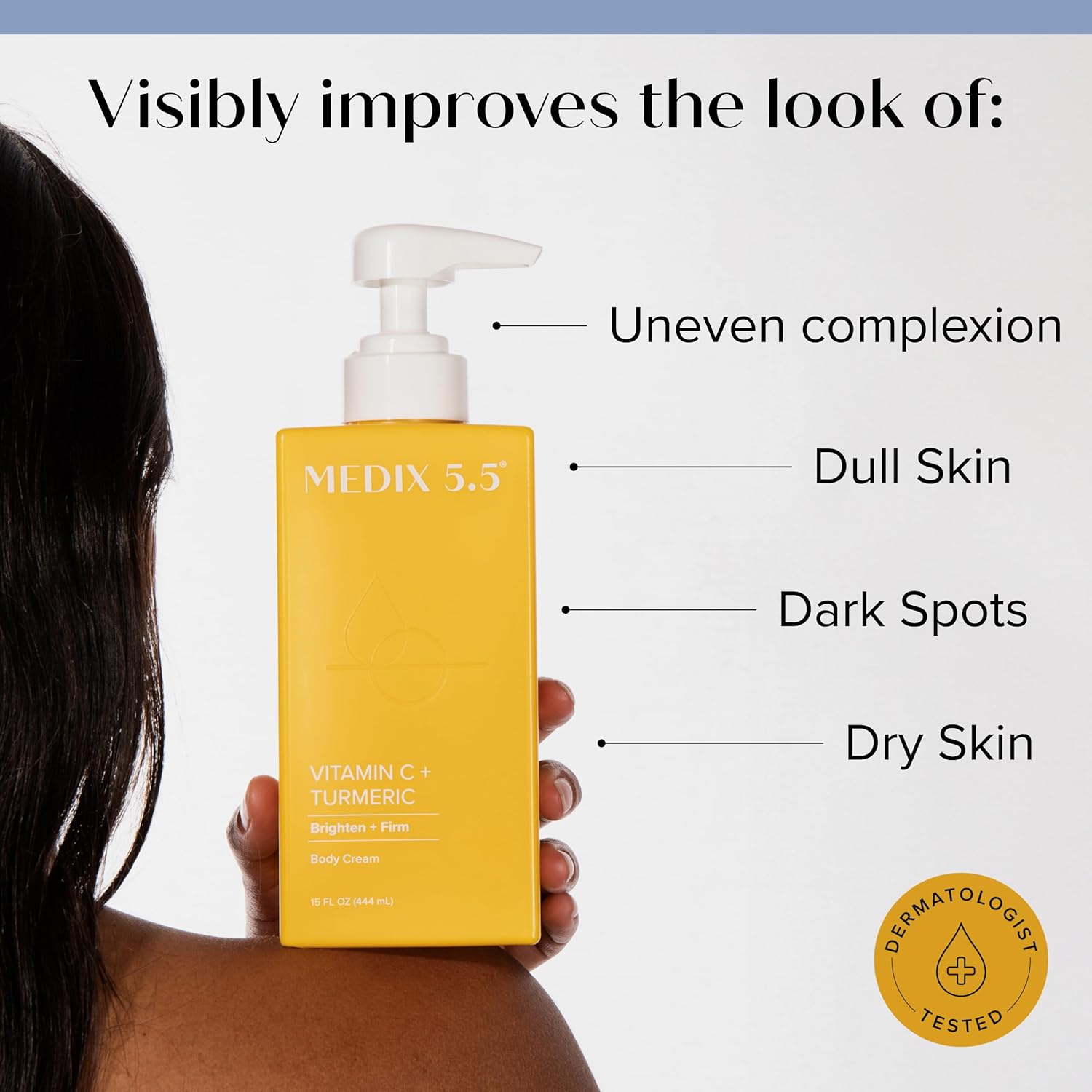 Medix 5.5 Body Cream with Vitamin C and Turmeric for Skin Brightening and Firming – 444ml