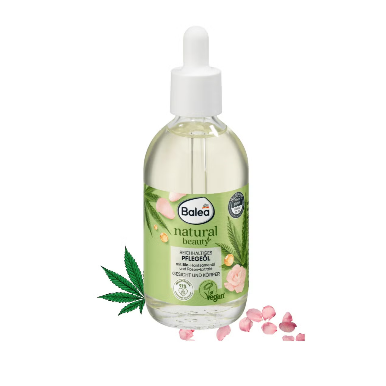 زيت باليا المغذي للوجه والجسم بزيت القنب العضوي وخلاصة الورد – 100مل