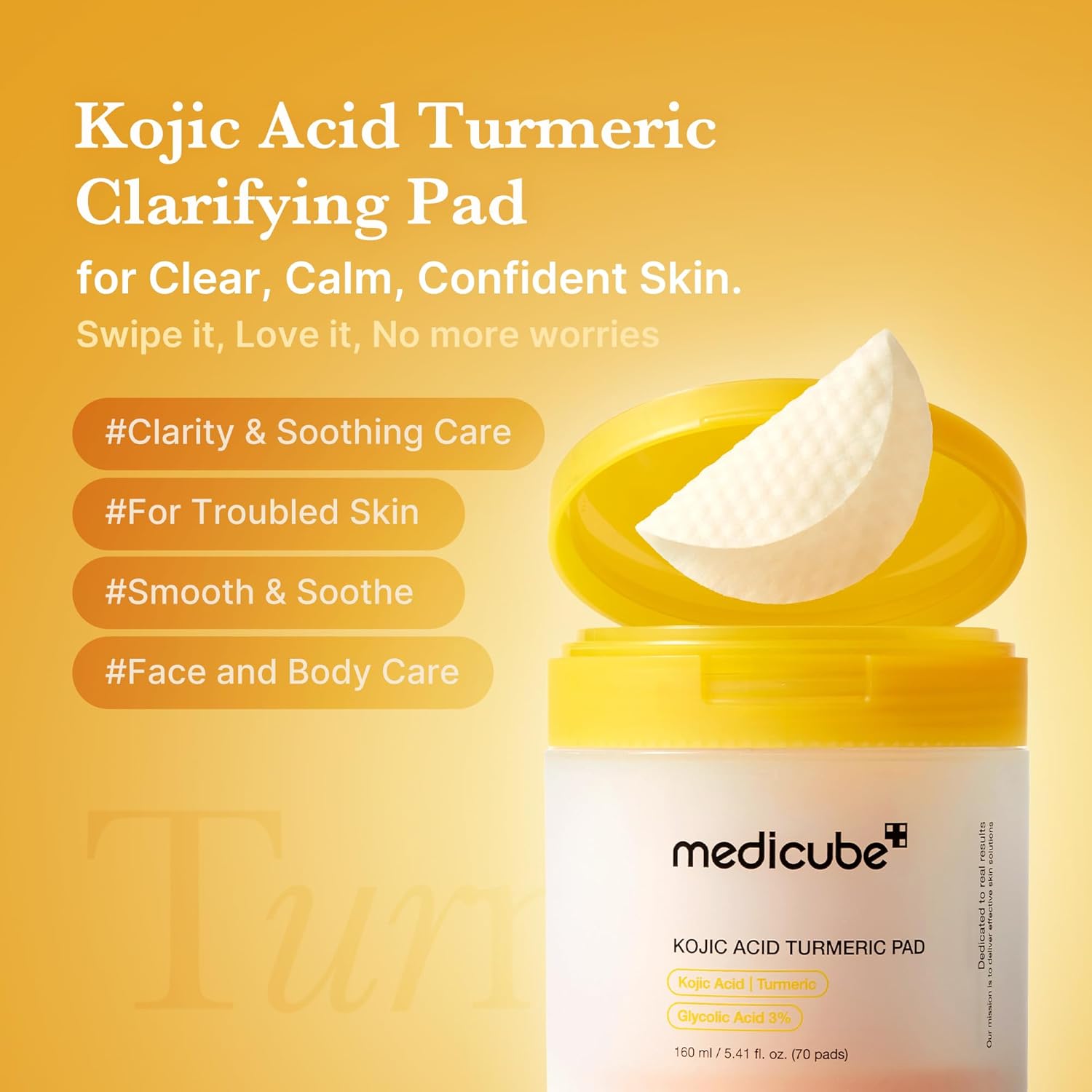 Medicube Turmeric &amp; Kojic Acid Brightening and Exfoliating Pads – 70 Pads