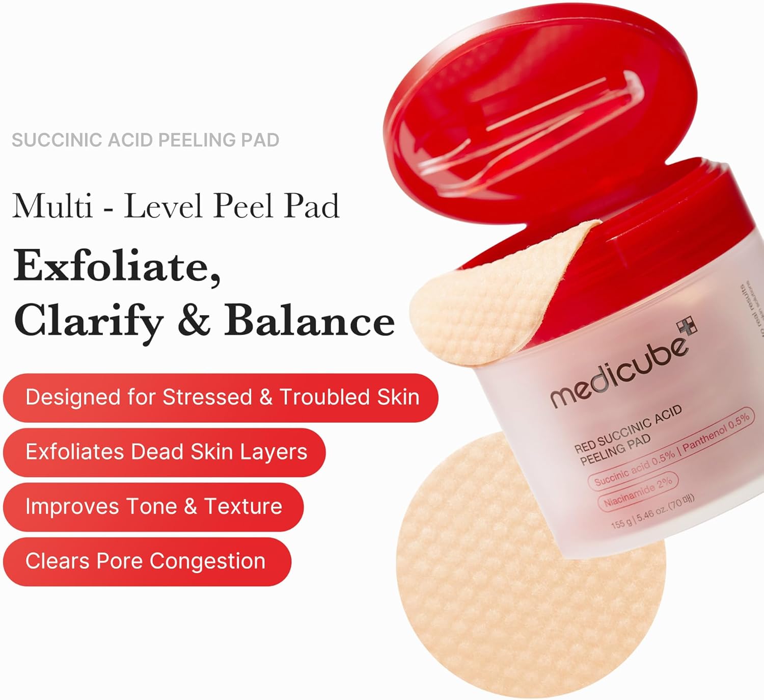 Medicube Red Succinic Acid Peeling Pads – 70 Pads