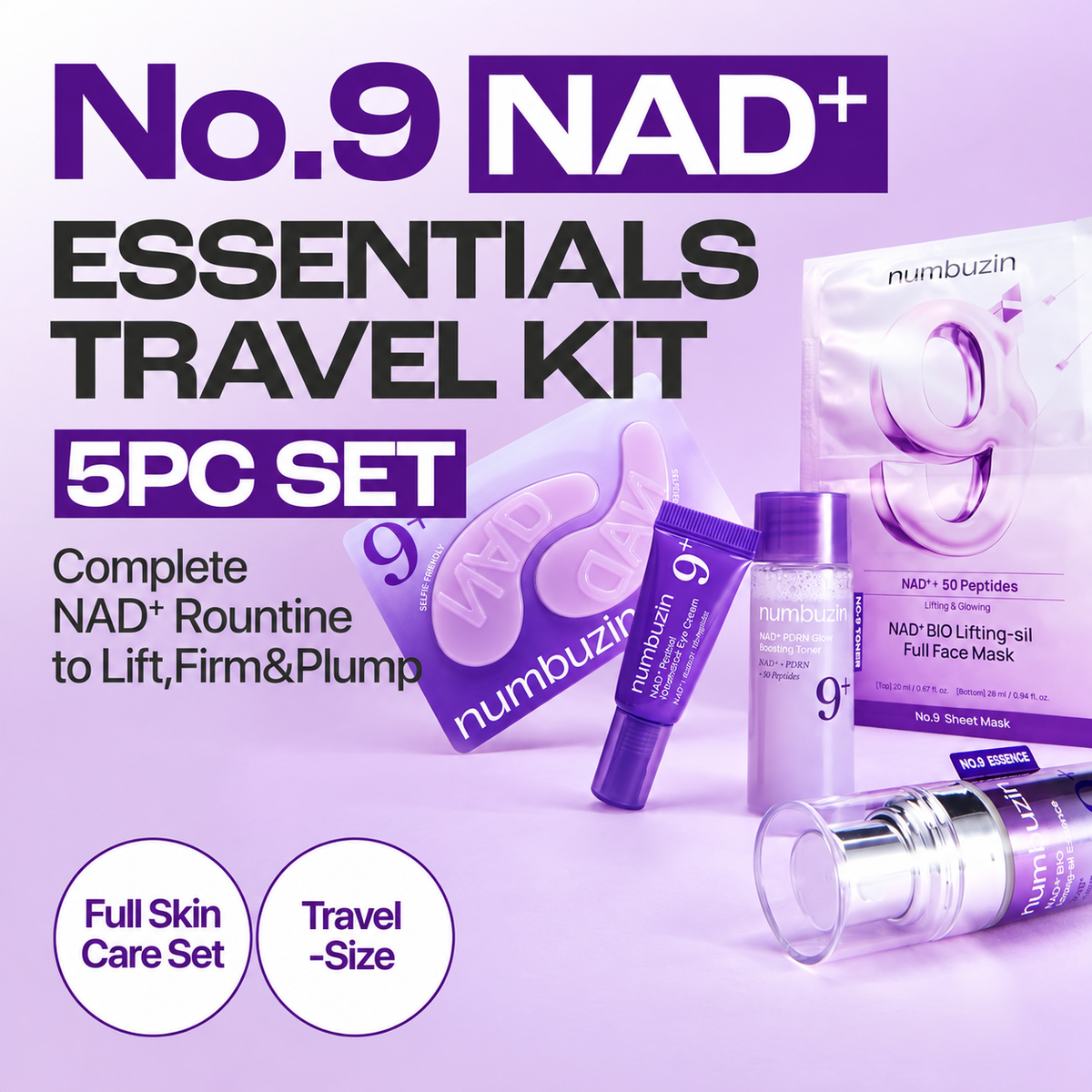 Numbuzin No.9 NAD+ Trial Kit for Anti-Aging & Firming – 5Pieces