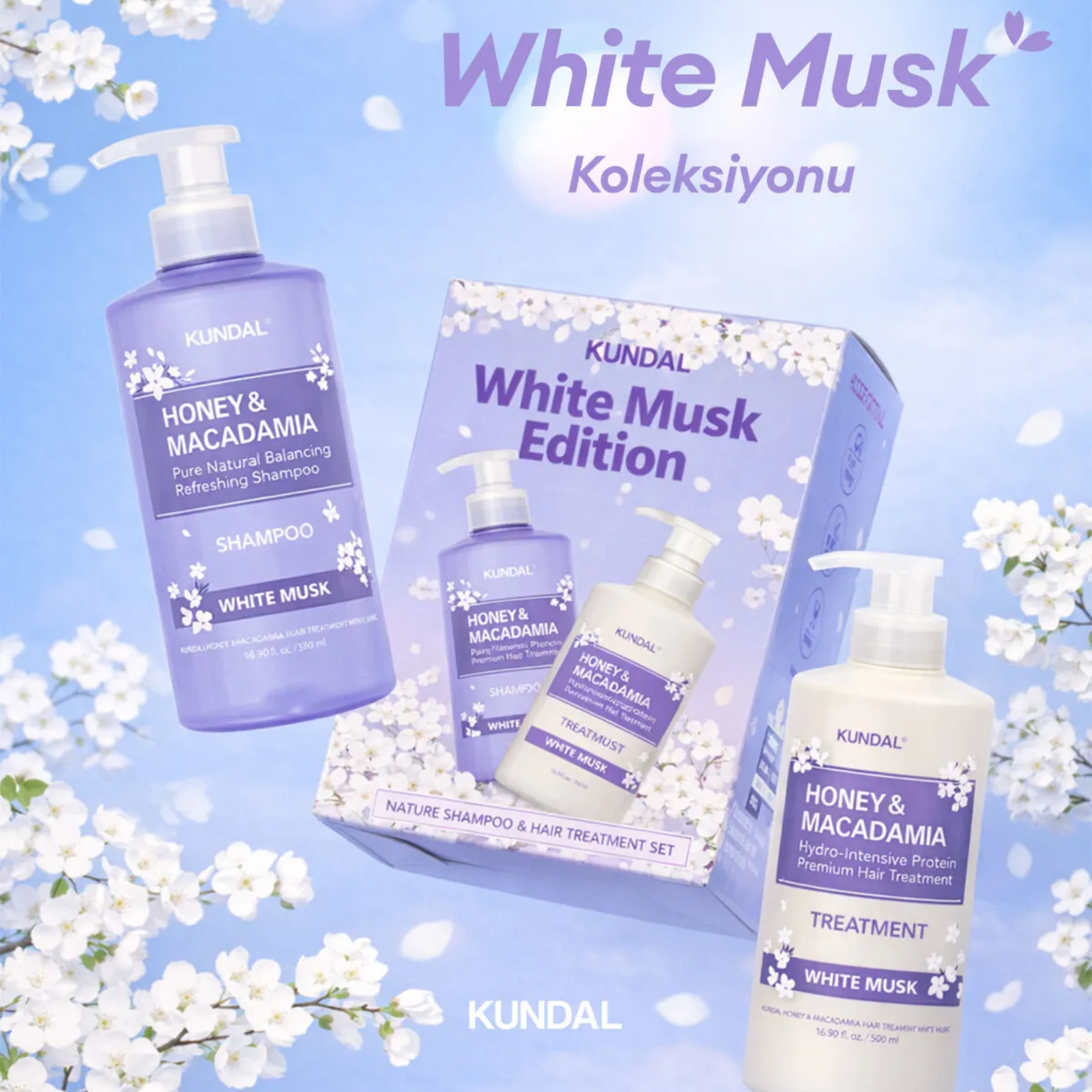 مجموعة كوندال بالمسك الأبيض شامبو + بلسم للعناية بالشعر – 2قطع